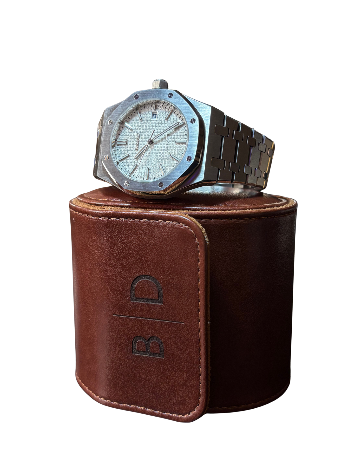 The Octagon - Brushed Silver, White Dial