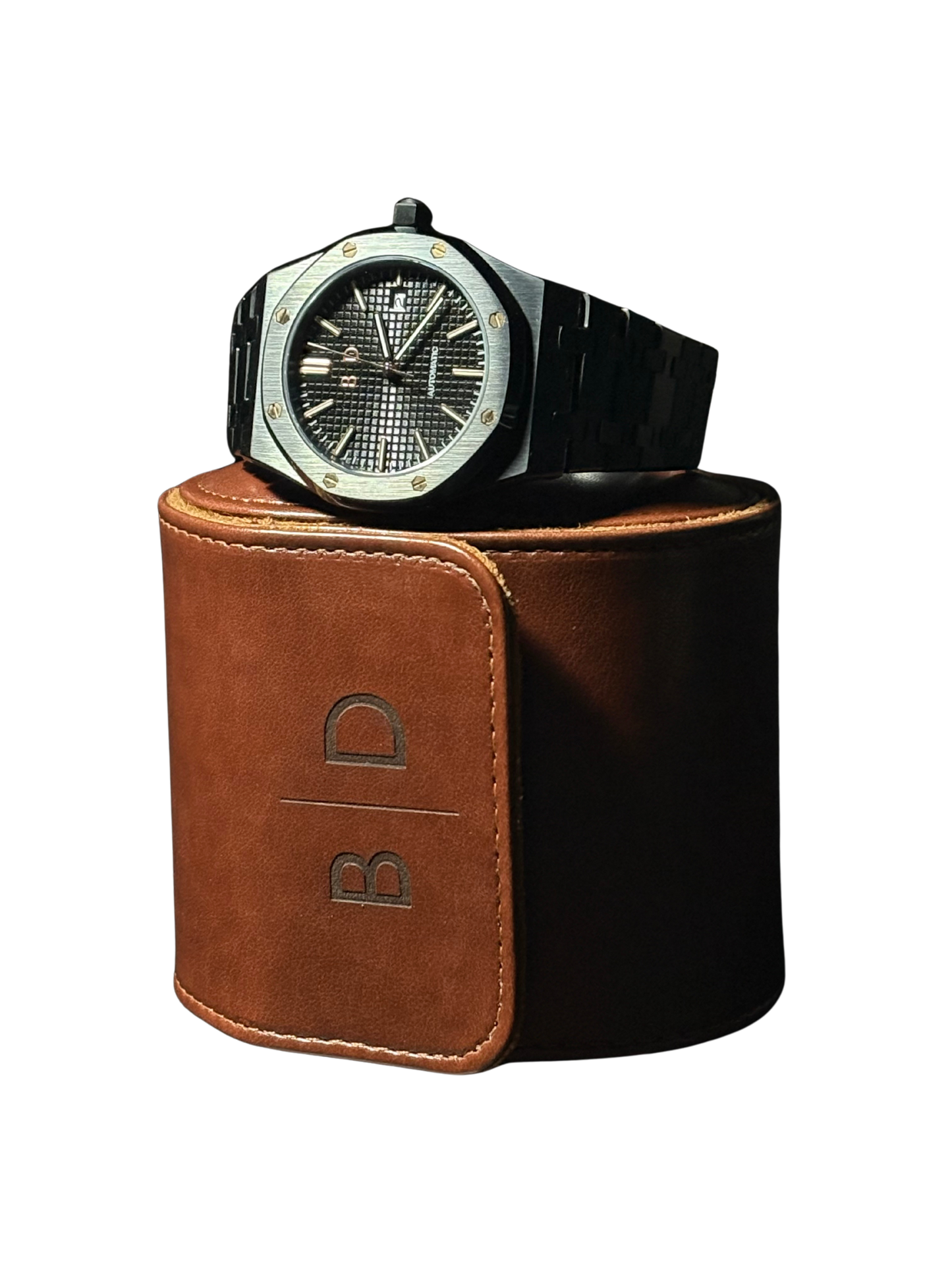 The Octagon - Brushed Black/ Rose Gold Accents