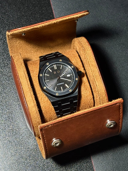 The Octagon - Brushed Black/ Rose Gold Accents